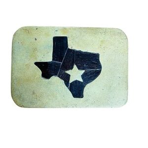 Vintage Texas Solid Bronze Belt Buckle Vintage Rectangular State Logo Engraved